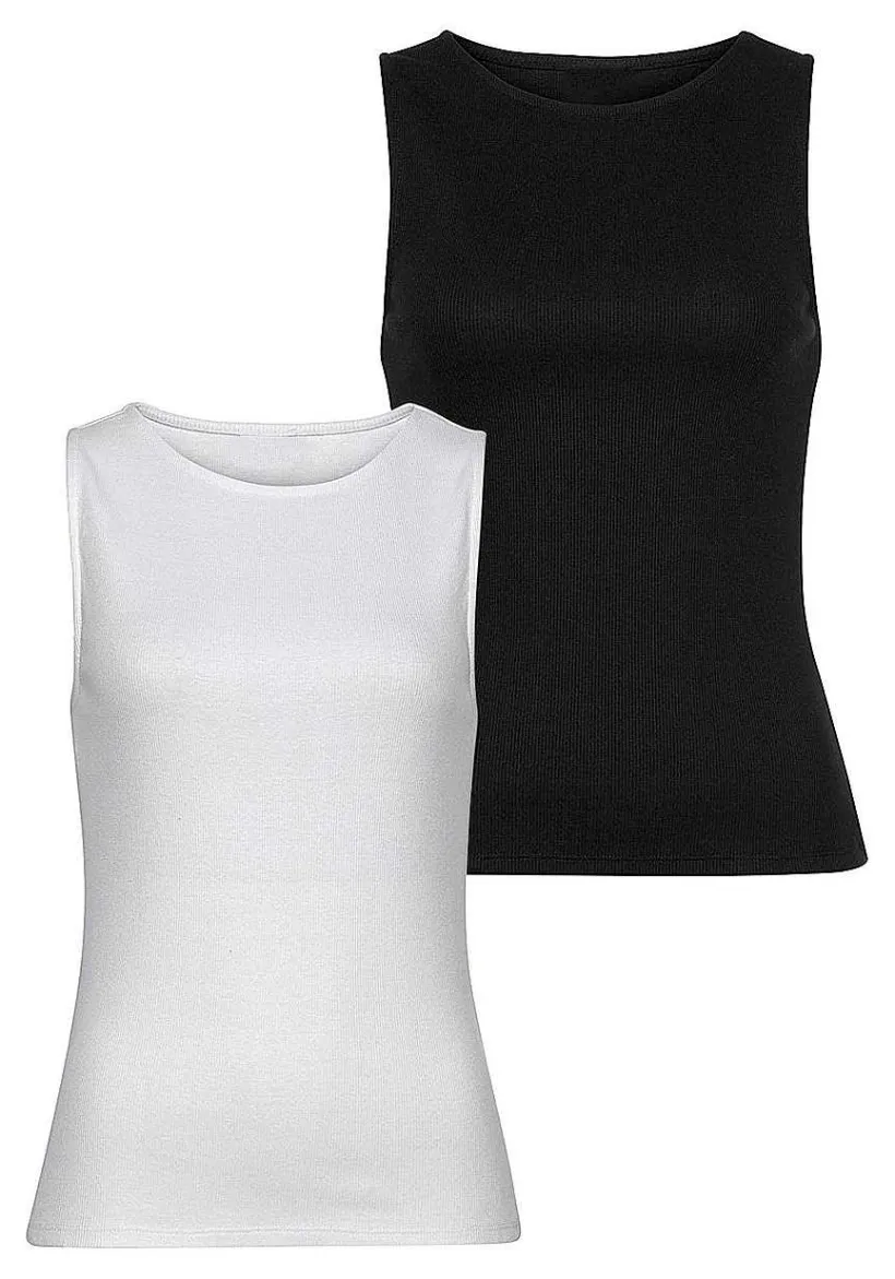 LASCANA Sleeveless Tops-2 Pk Basic Tank Tops
