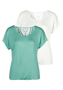 LASCANA Multi Pack Tops-2 Pk Crochet Lace Back Tops