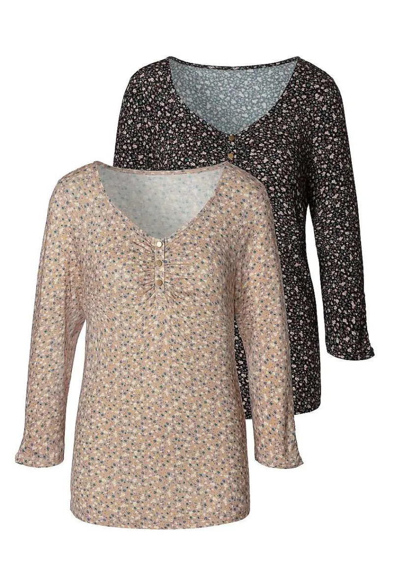 LASCANA Multi Pack Tops-2 Pk Printed 3/4 Sleeve Tops