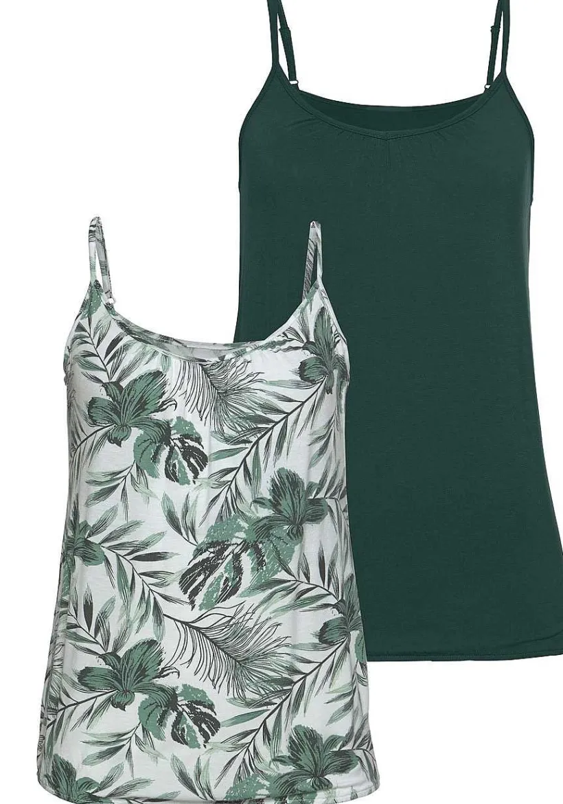 LASCANA Multi Pack Tops-2 Pk Ruched Tank Tops