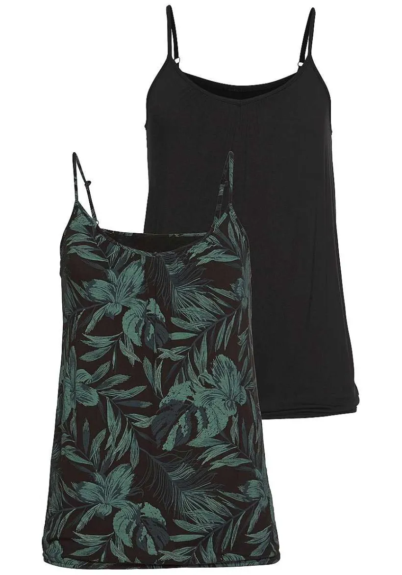 LASCANA Multi Pack Tops-2 Pk Ruched Tank Tops