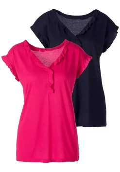 LASCANA Multi Pack Tops-2 Pk Ruffle Hem Tops