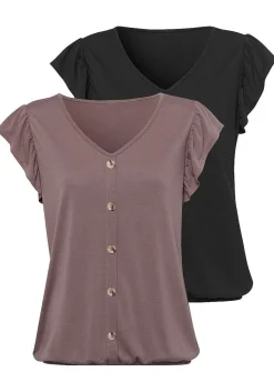 LASCANA Multi Pack Tops-2 Pk Ruffle Sleeve Tops