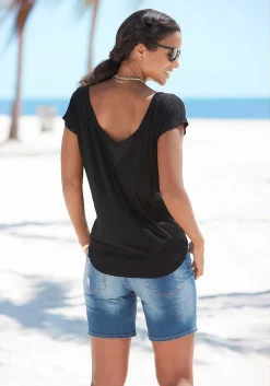 LASCANA Short Sleeve Tops-Back V-Neckline Top