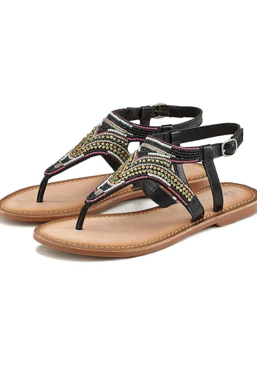 LASCANA Sandals-Beaded Leather Sandals