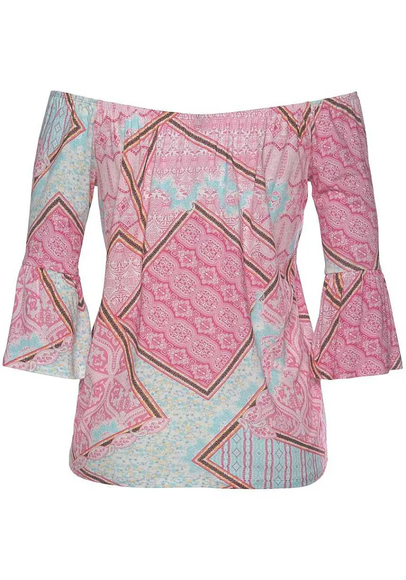 LASCANA Short Sleeve Tops-Boho Flare Sleeve Top