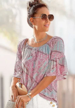 LASCANA Short Sleeve Tops-Boho Flare Sleeve Top