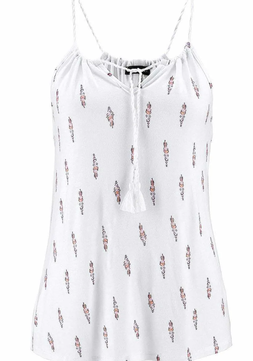 LASCANA Sleeveless Tops-Braided Strap Print Top
