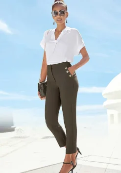 LASCANA Pants-Button Detail Ankle Pants