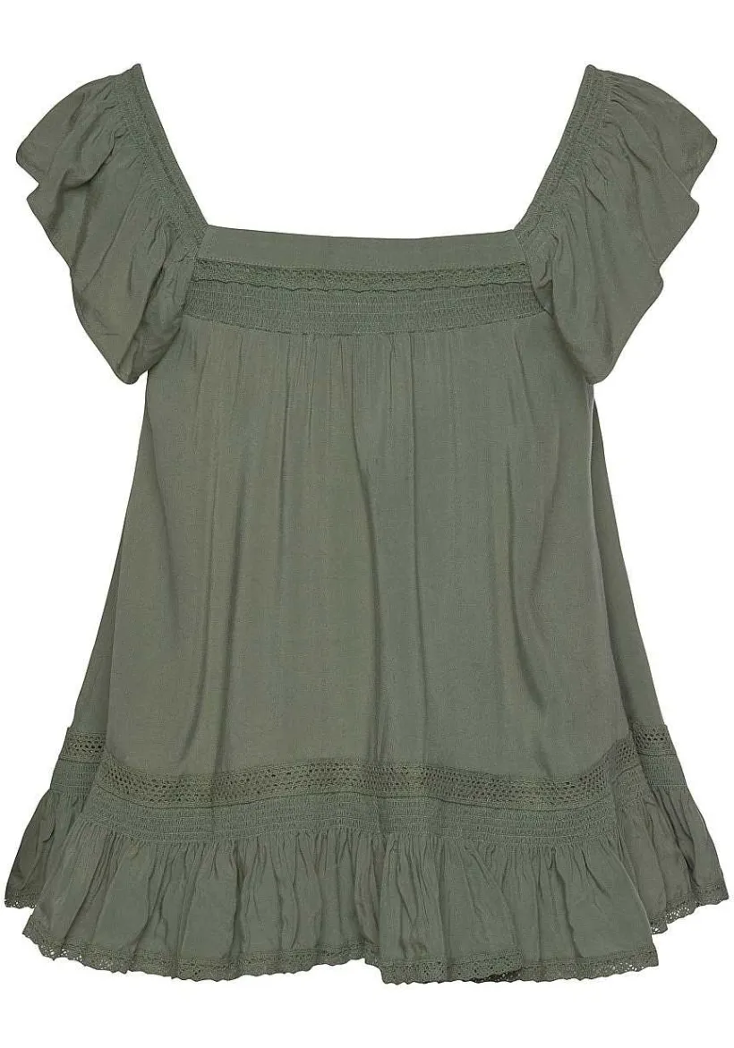 LASCANA Blouses-Button Down Ruffle Blouse