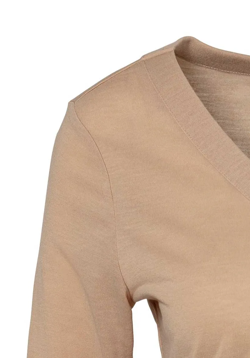 LASCANA Long Sleeve Tops-Button V-Neck Top
