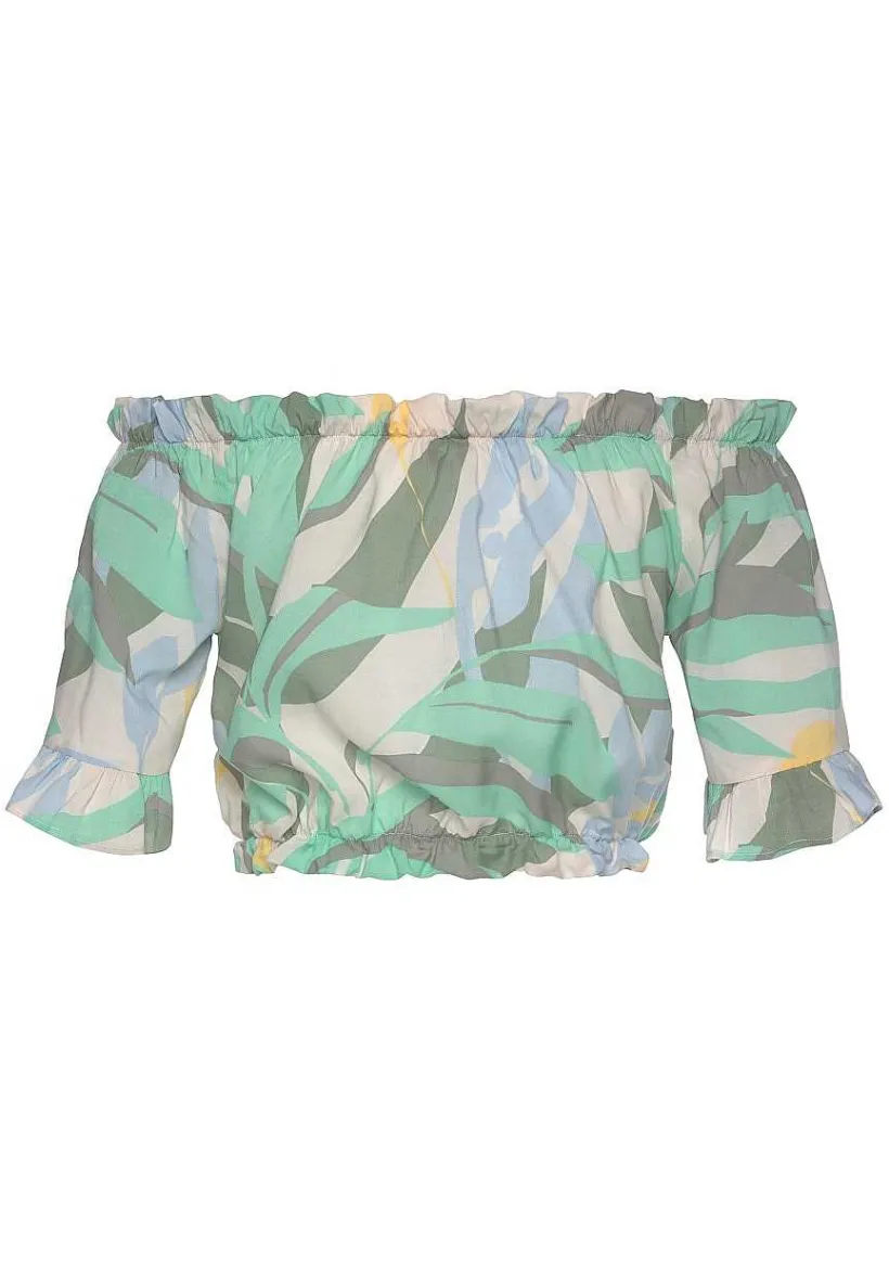 LASCANA Short Sleeve Tops-Carmen Style Crop Top
