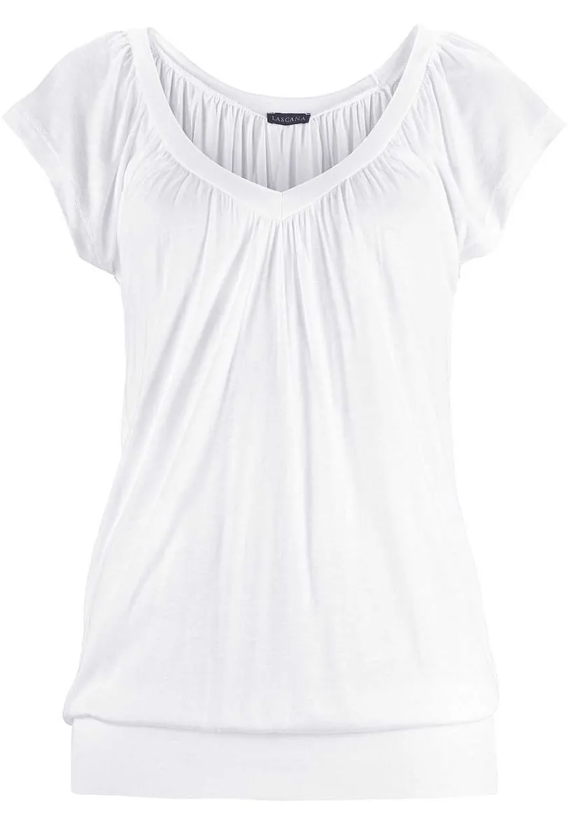 LASCANA Short Sleeve Tops-Casual V-Neck Top