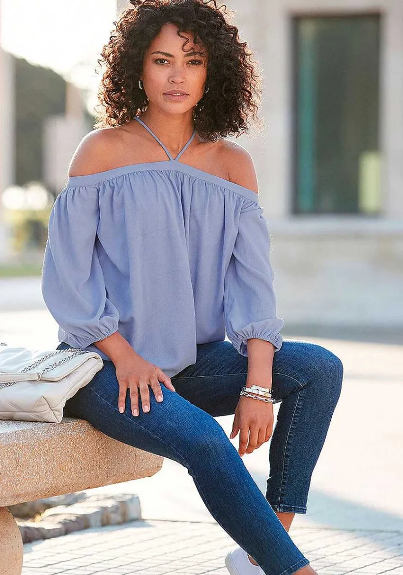 LASCANA Blouses-Cold Shoulder Halter Neck Blouse