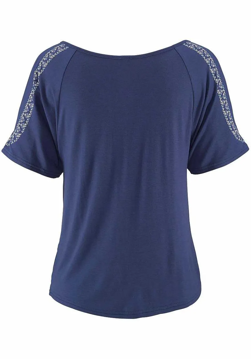 LASCANA Short Sleeve Tops-Cold Shoulder Print Top