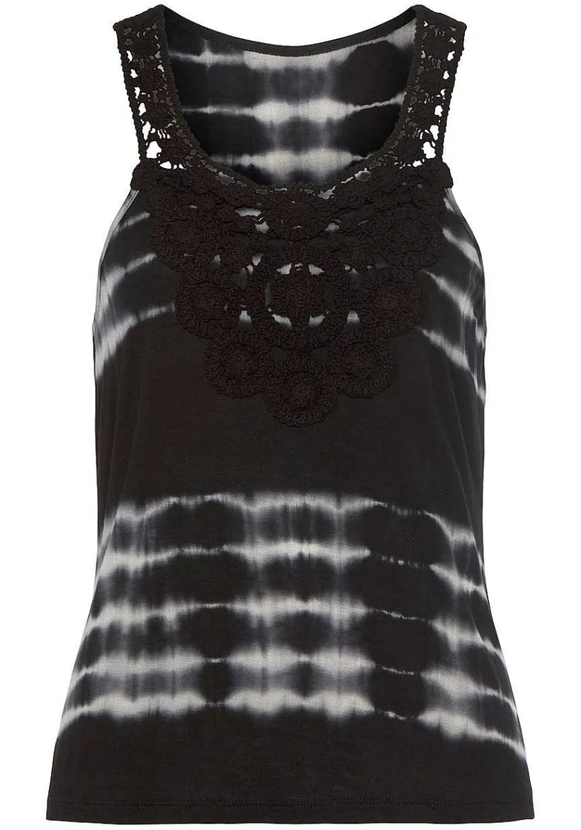LASCANA Sleeveless Tops-Crochet Detail Tie Dye Top