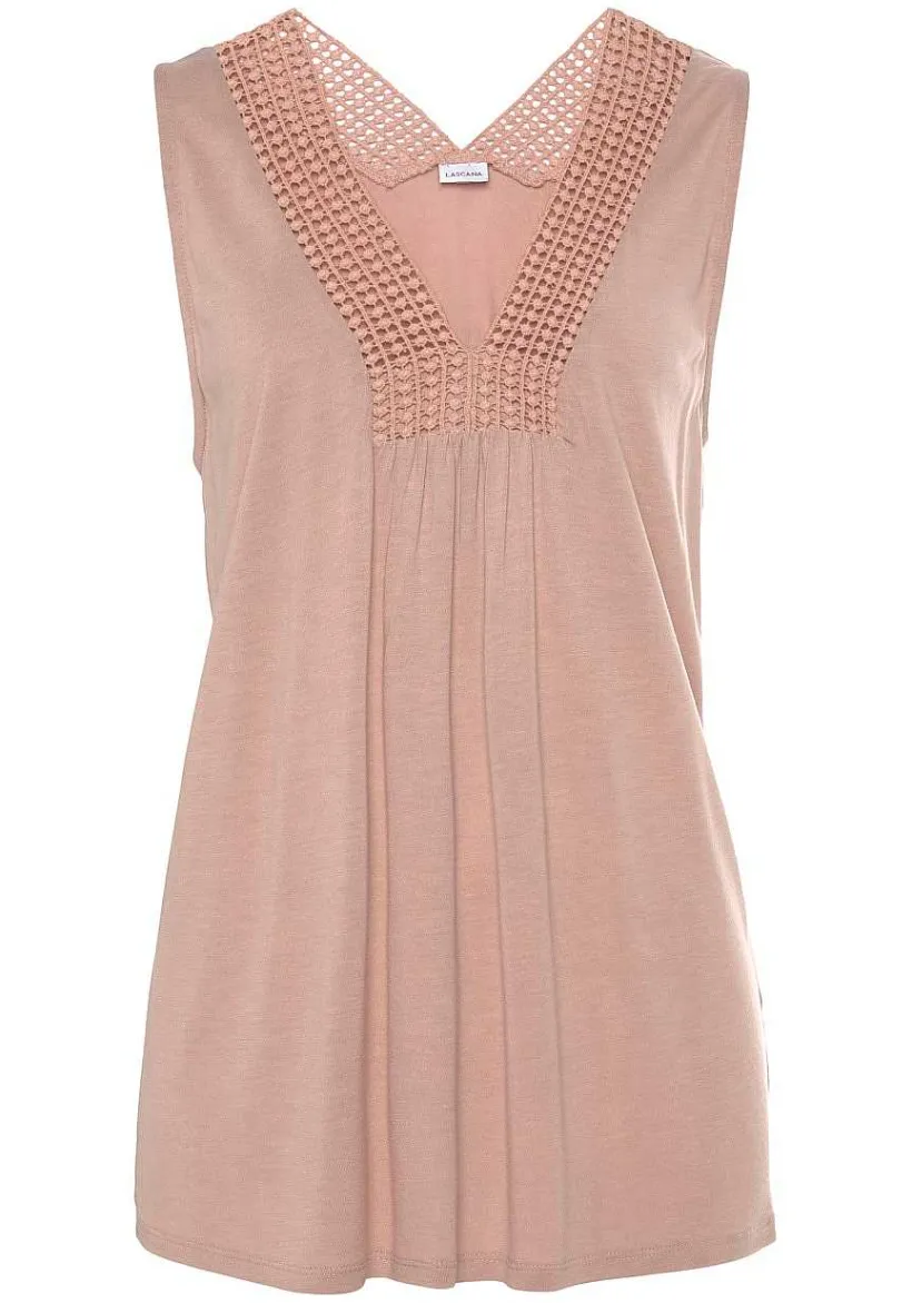 LASCANA Sleeveless Tops-Crochet Insert Tank Top