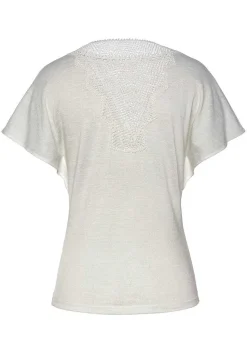 LASCANA Short Sleeve Tops-Crochet Neckline Top