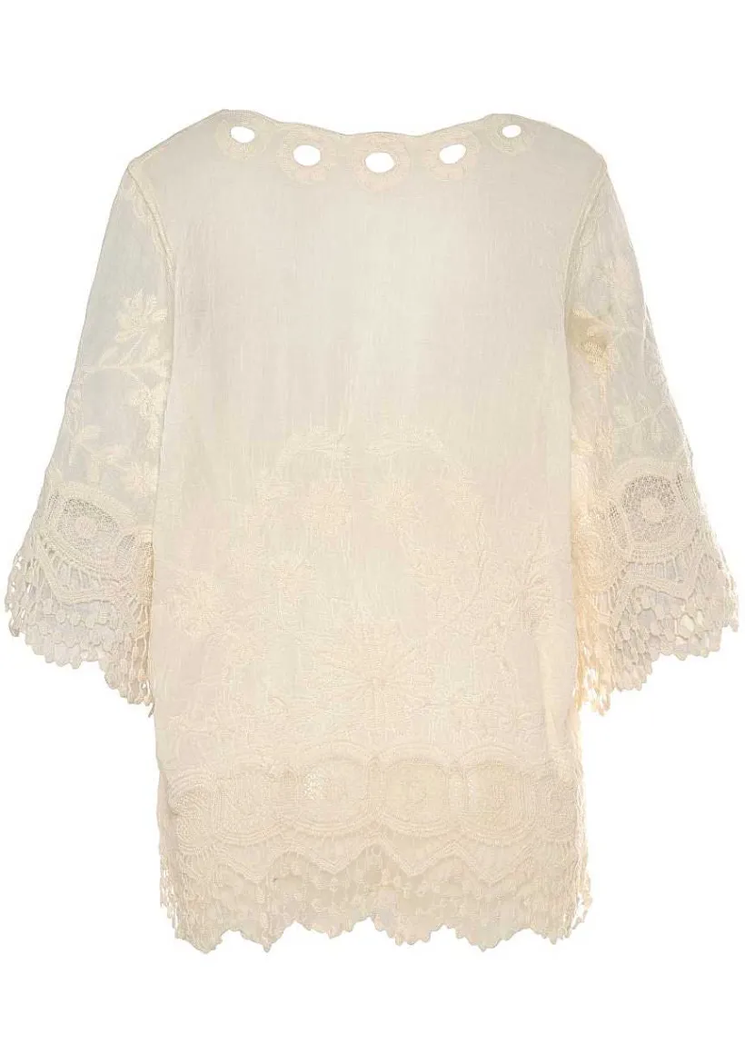 LASCANA Blouses-Crochet Trim Tunic Blouse