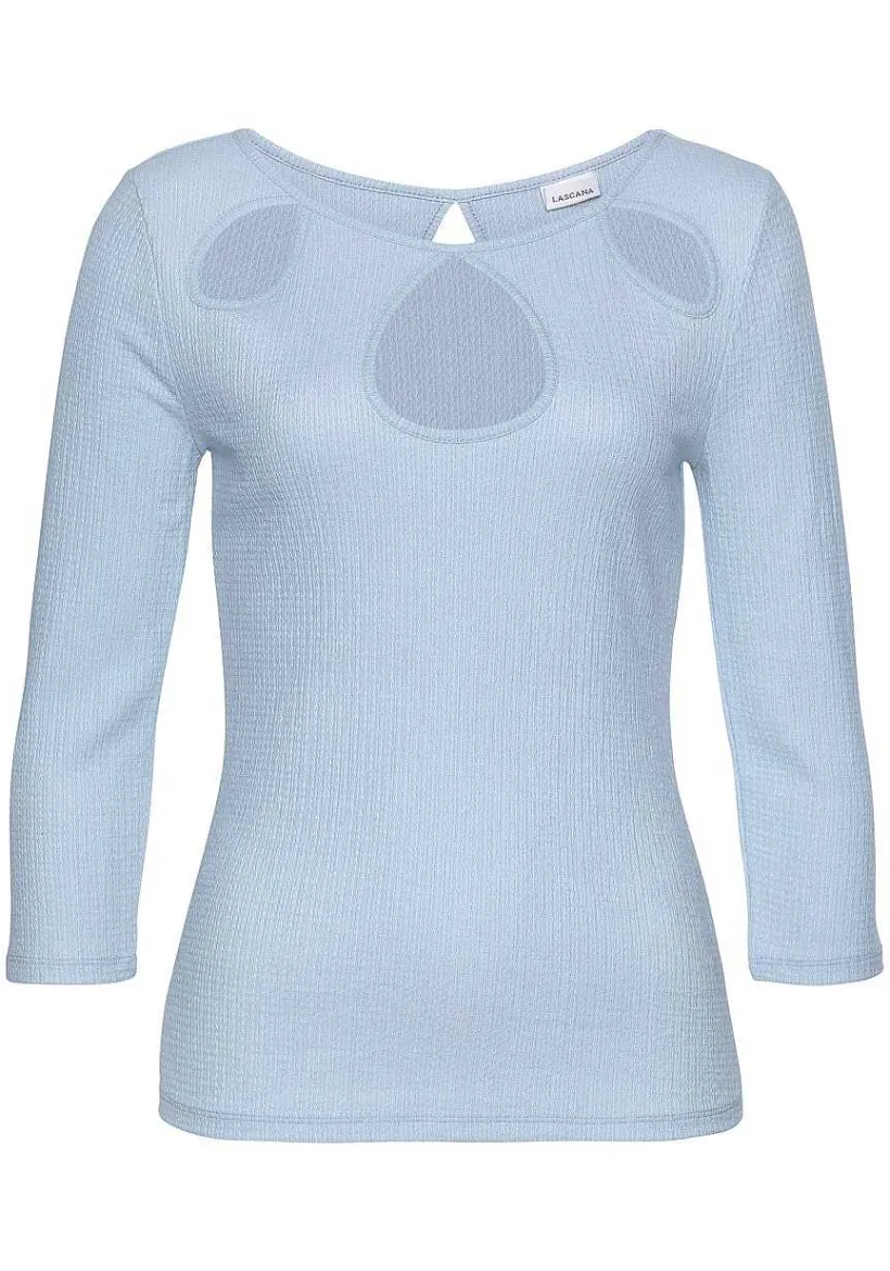 LASCANA Long Sleeve Tops-Cut Out 3/4 Sleeve Top