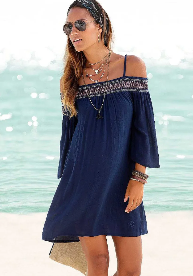LASCANA Sundresses-Embroidered Cold Shoulder Dress