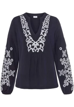 LASCANA Blouses-Embroidered Long Sleeve Blouse