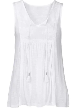 LASCANA Sleeveless Tops-Embroidered Tank Top
