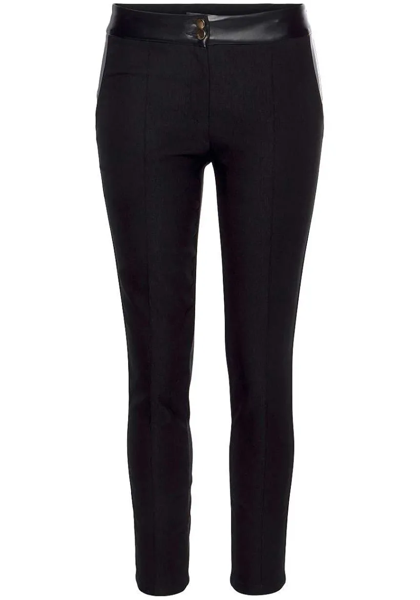 LASCANA Pants-Faux Leather Detail Pants