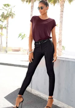 LASCANA Pants-Faux Leather Detail Pants