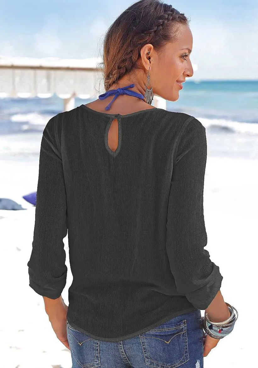LASCANA Blouses-Floral Lace Insert Blouse
