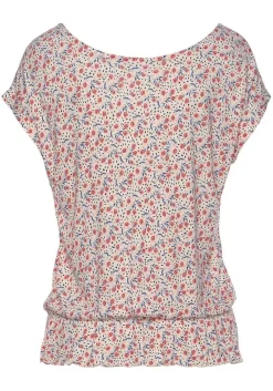 LASCANA Short Sleeve Tops-Floral Pattern Short Sleeve Top