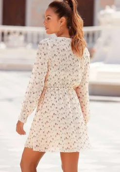 LASCANA Short Dresses-Floral Print V-Neck Dress