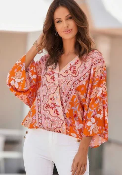 LASCANA Blouses-Floral Print Wrap Blouse