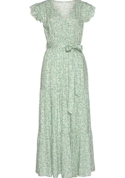 LASCANA Maxi Dresses-Flutter Sleeve Maxi Dress