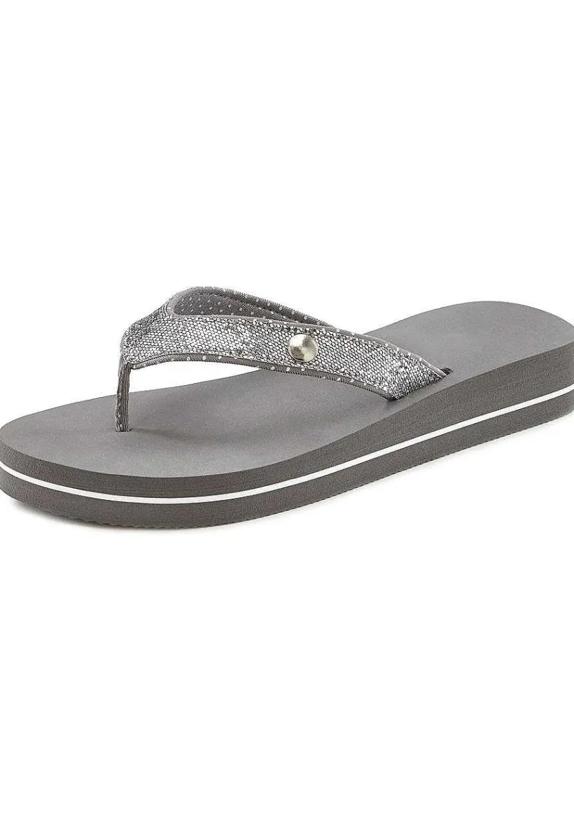 LASCANA Sandals-Glitter Platform Flip Flops