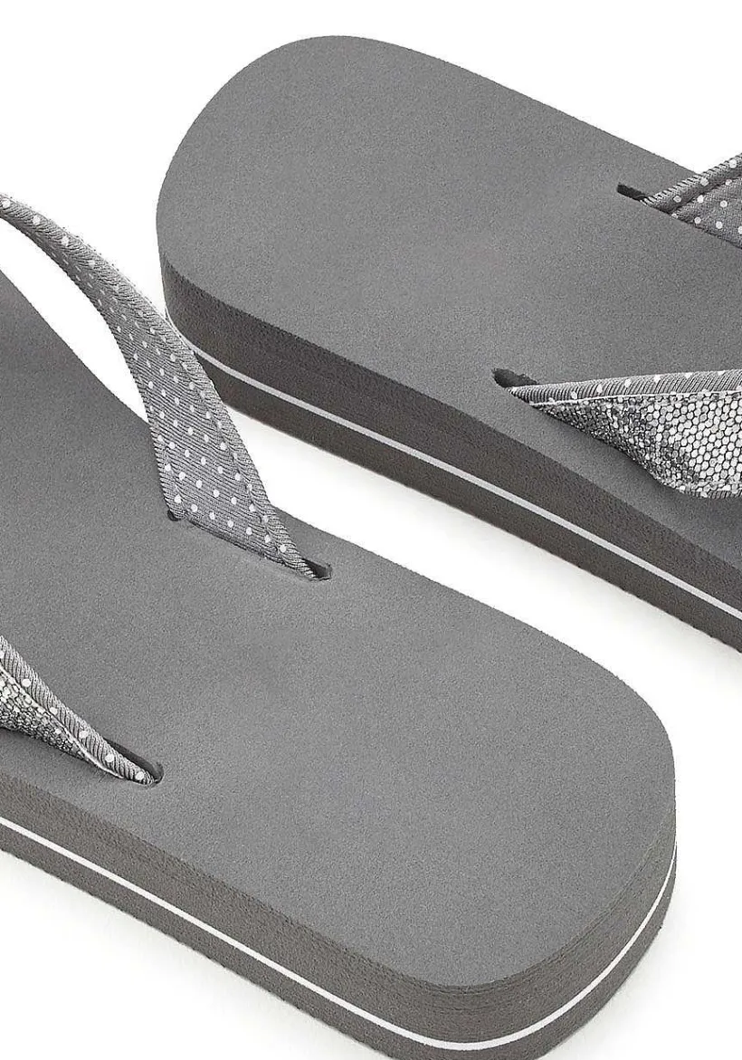 LASCANA Sandals-Glitter Platform Flip Flops