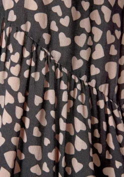 LASCANA Short Dresses-Heart Print V-Neck Dress