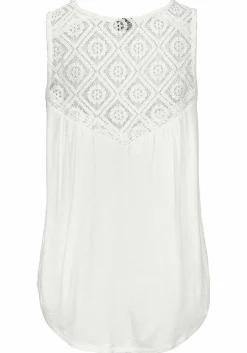 LASCANA Sleeveless Tops-Lace Detail Keyhole Top