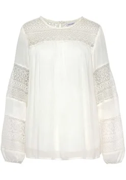 LASCANA Blouses-Lace Detail Long Sleeve Blouse