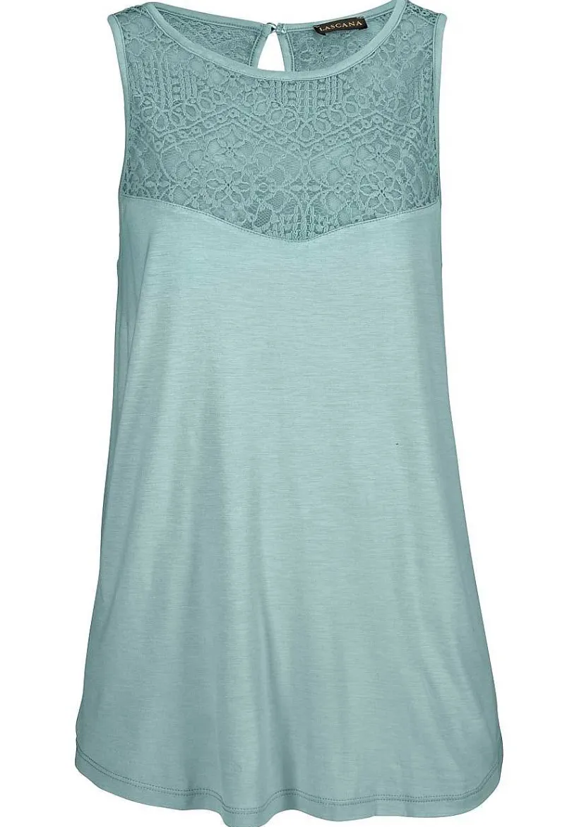 LASCANA Sleeveless Tops-Lace Insert Tank Top