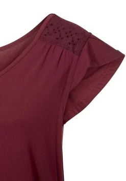 LASCANA Short Sleeve Tops-Lace Shoulder Detail Top