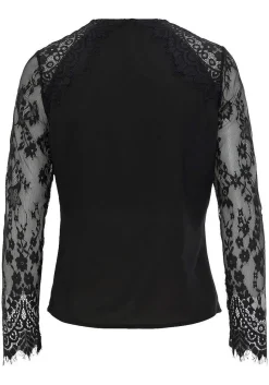 LASCANA Blouses-Lace Sleeve V-Neck Blouse