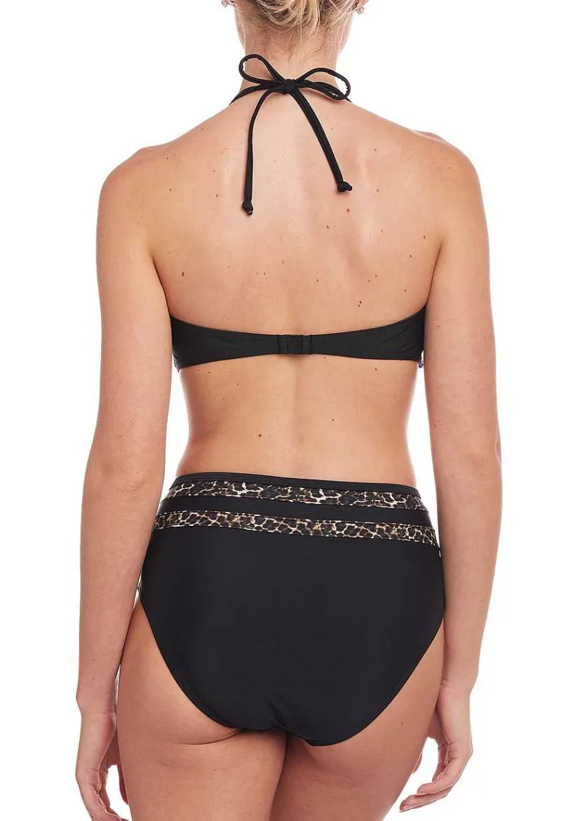 LASCANA Bandeau-Leopard Trim Bandeau Bikini Top