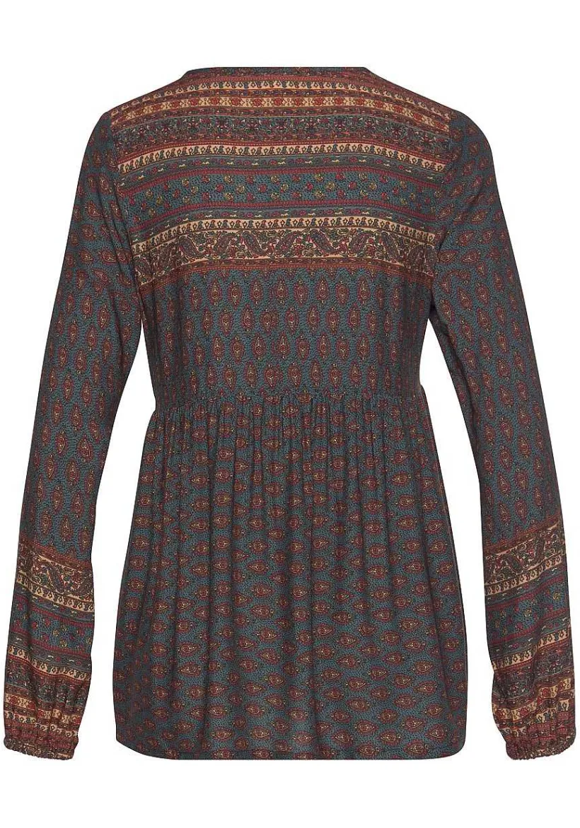 LASCANA Long Sleeve Tops-Long Sleeve Boho Print Top