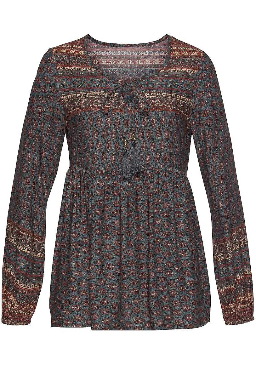 LASCANA Long Sleeve Tops-Long Sleeve Boho Print Top