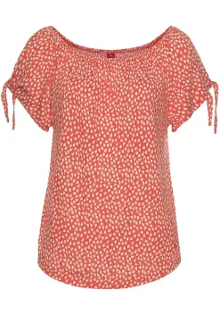 LASCANA Short Sleeve Tops-Loose Cut Shoulder Tie Detail Top