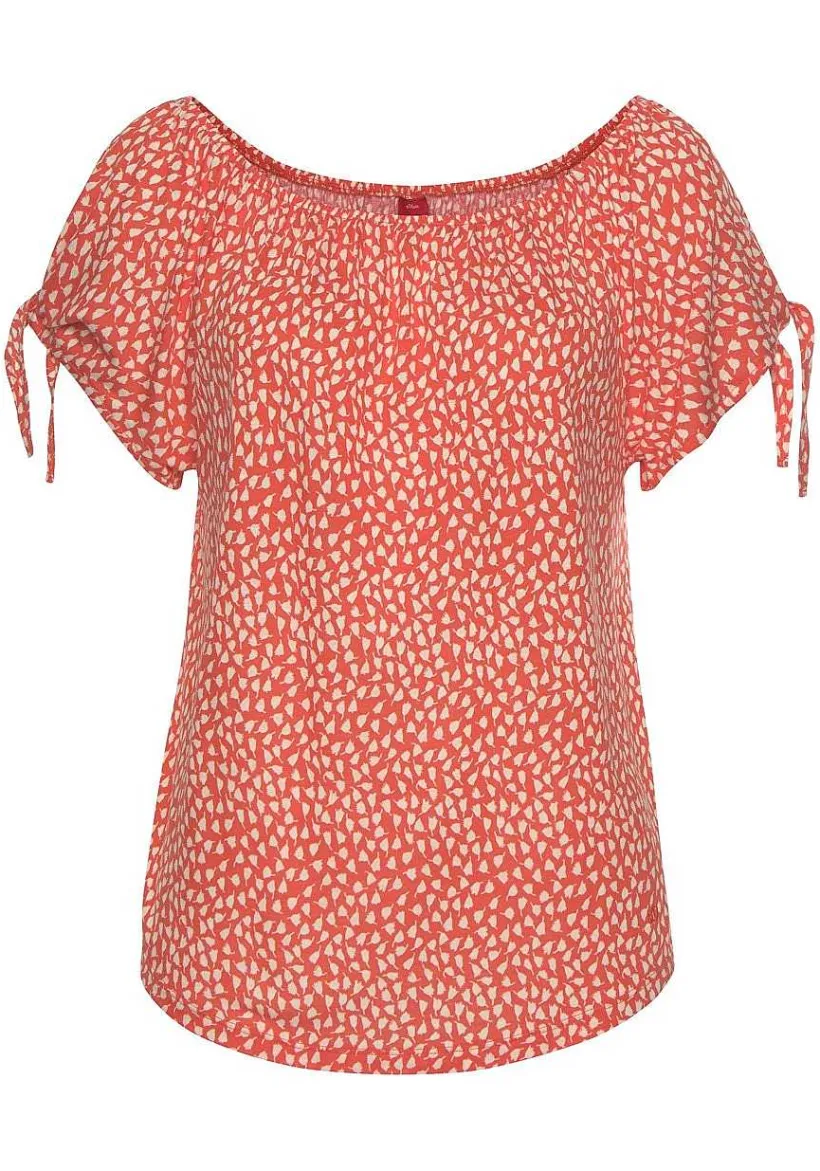 LASCANA Short Sleeve Tops-Loose Cut Shoulder Tie Detail Top