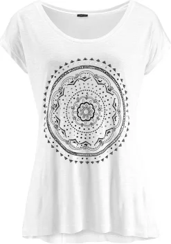 LASCANA Short Sleeve Tops-Mosaic Boho Print Top