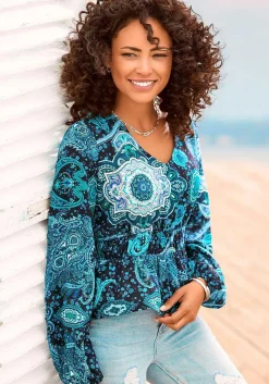 LASCANA Blouses-Paisley Print Long Sleeve Blouse
