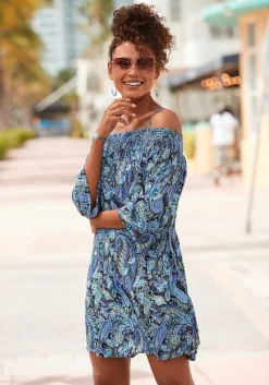 LASCANA Short Dresses-Patterned Carmen Style Dress